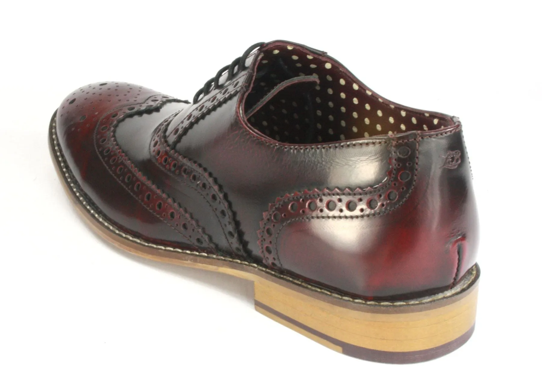 London Brogues Mens Leather Lace Up Wingtip Formal Gatsby Evening Brogue Shoes