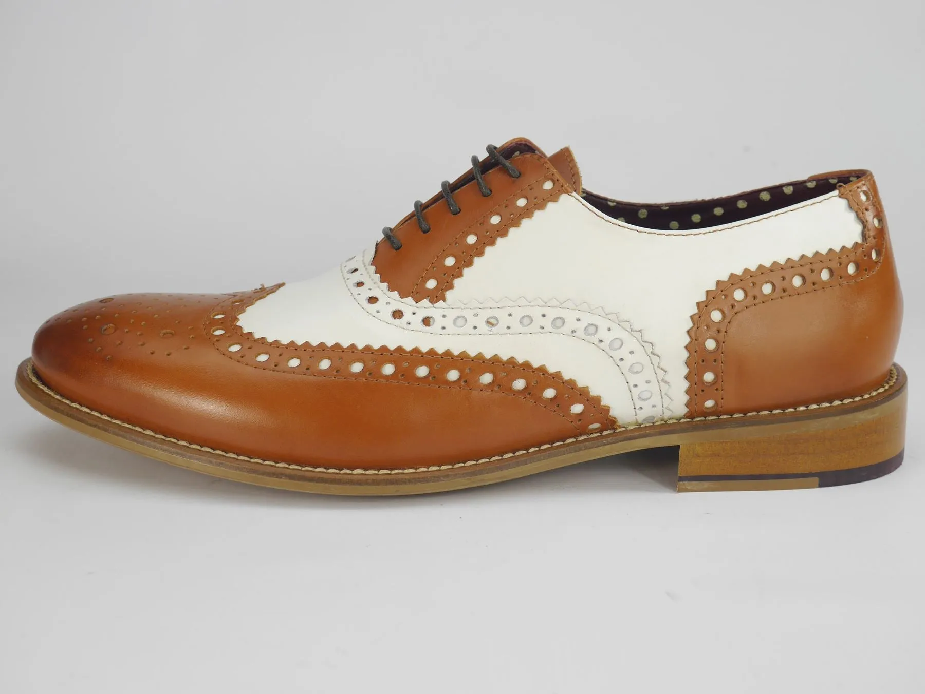 London Brogues Mens Leather Lace Up Wingtip Formal Gatsby Evening Brogue Shoes
