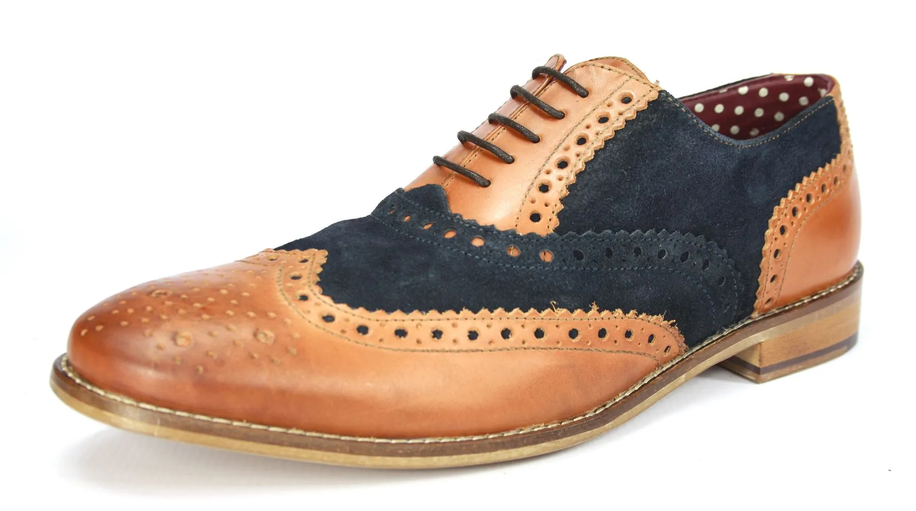 London Brogues Mens Leather Lace Up Wingtip Formal Gatsby Evening Brogue Shoes
