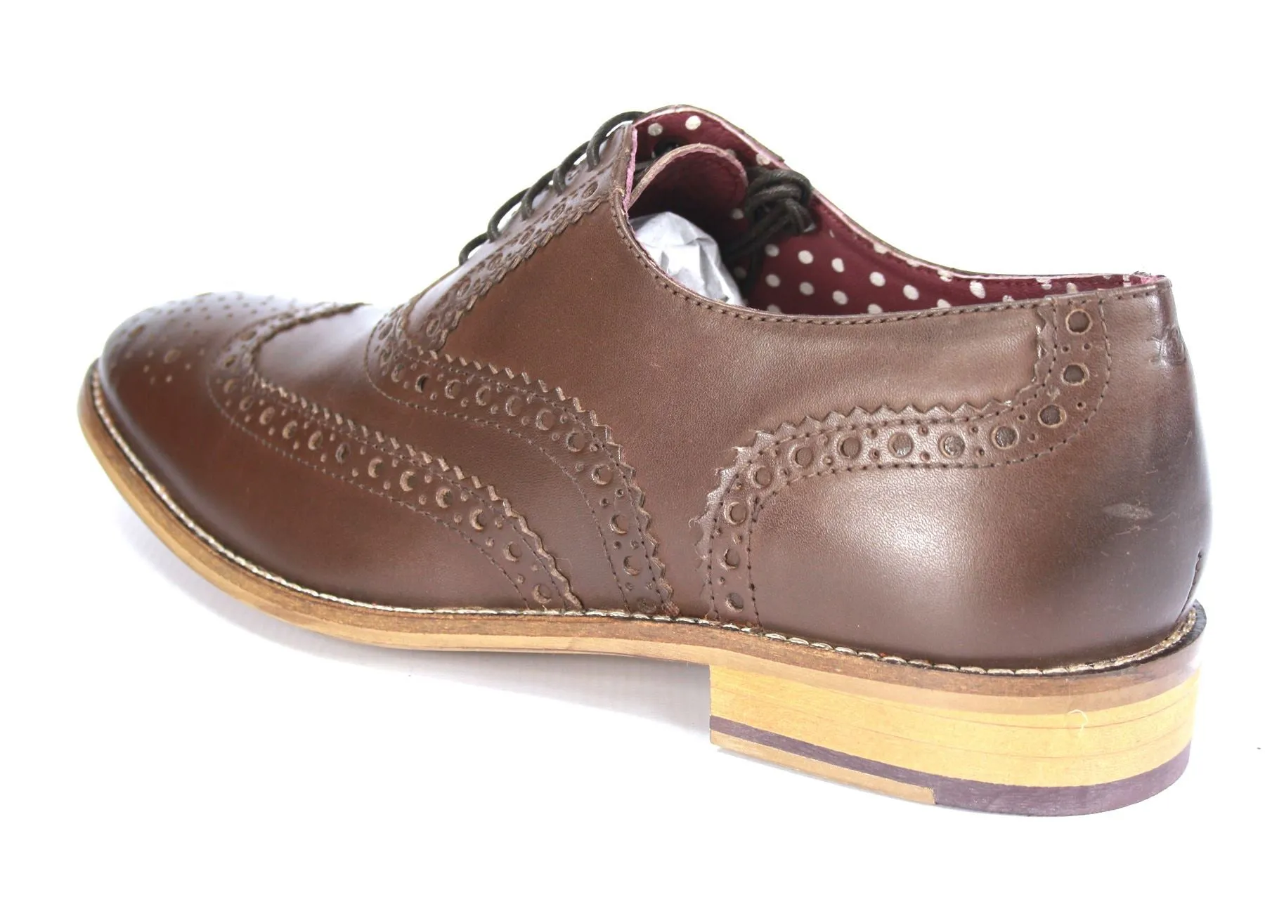 London Brogues Mens Leather Lace Up Wingtip Formal Gatsby Evening Brogue Shoes