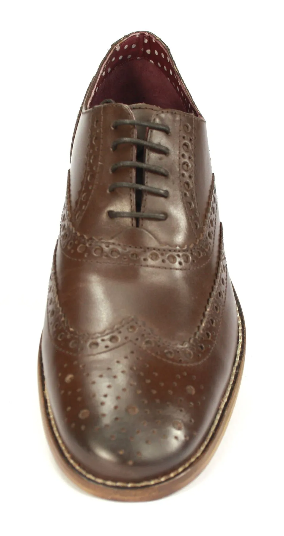 London Brogues Mens Leather Lace Up Wingtip Formal Gatsby Evening Brogue Shoes