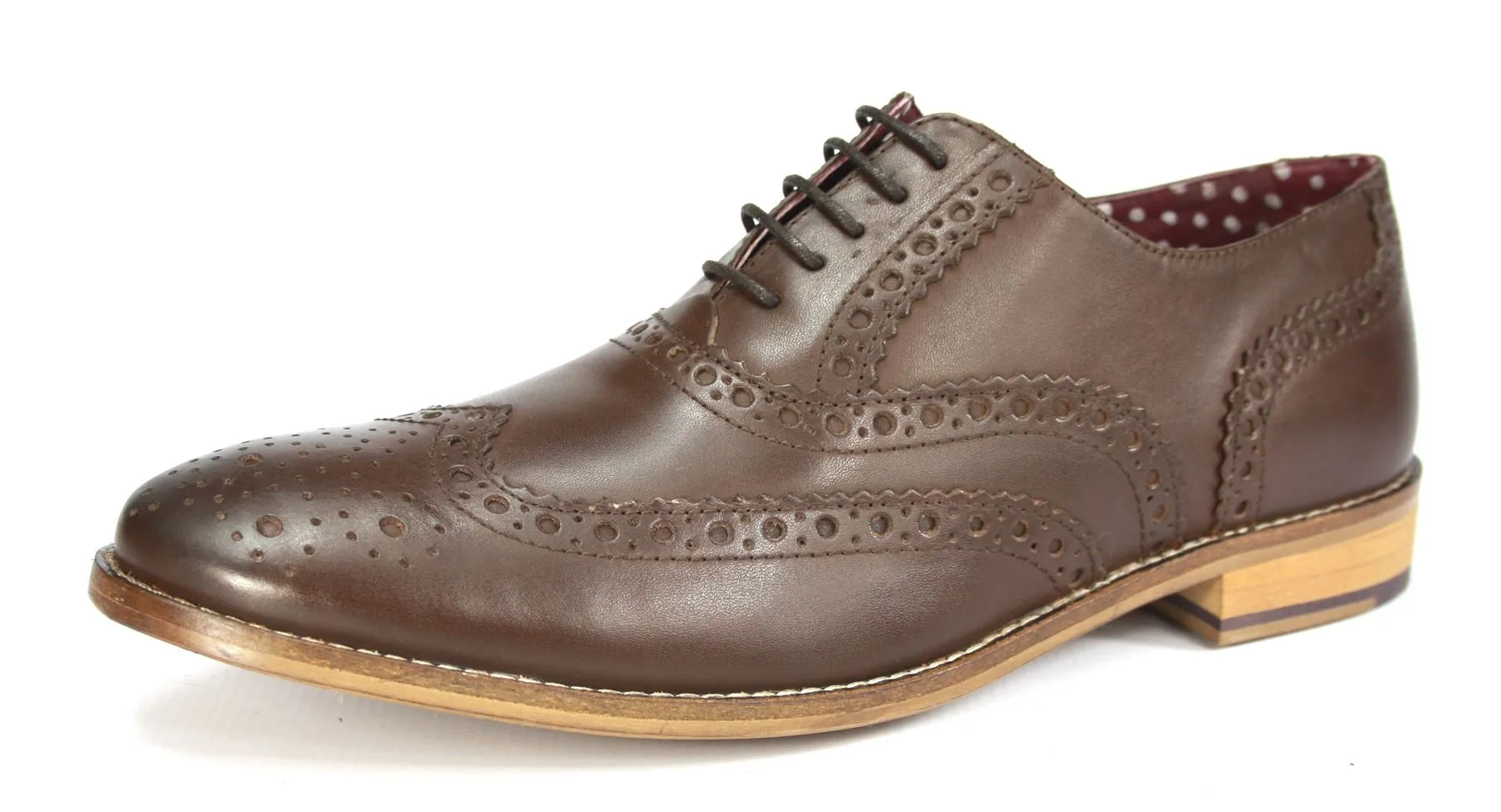 London Brogues Mens Leather Lace Up Wingtip Formal Gatsby Evening Brogue Shoes