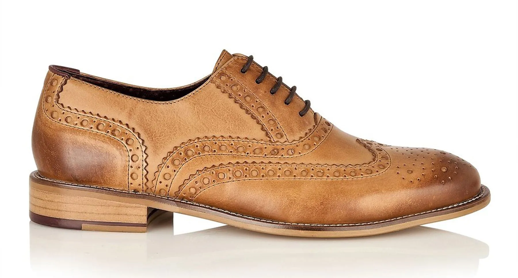 London Brogues Mens Leather Lace Up Wingtip Formal Gatsby Evening Brogue Shoes