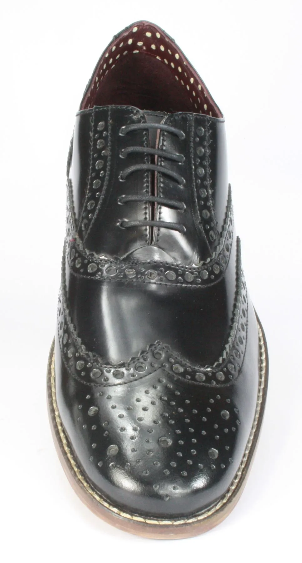 London Brogues Mens Leather Lace Up Wingtip Formal Gatsby Evening Brogue Shoes