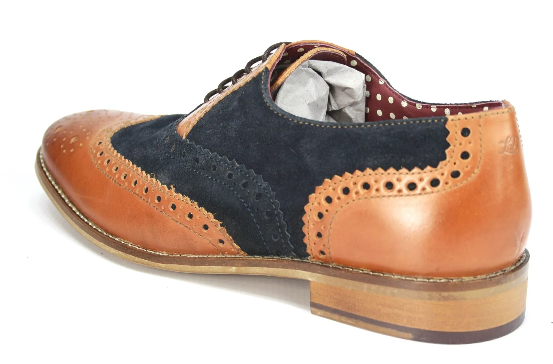 London Brogues Mens Leather Lace Up Wingtip Formal Gatsby Evening Brogue Shoes
