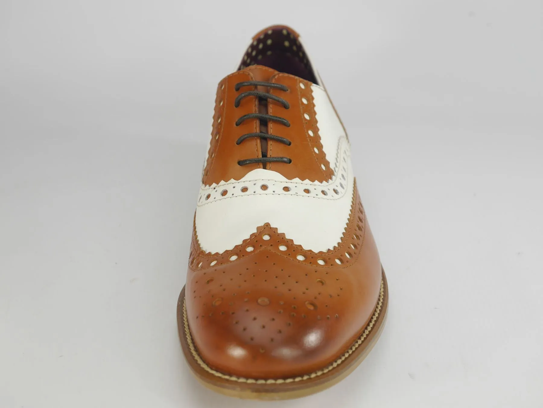 London Brogues Mens Leather Lace Up Wingtip Formal Gatsby Evening Brogue Shoes