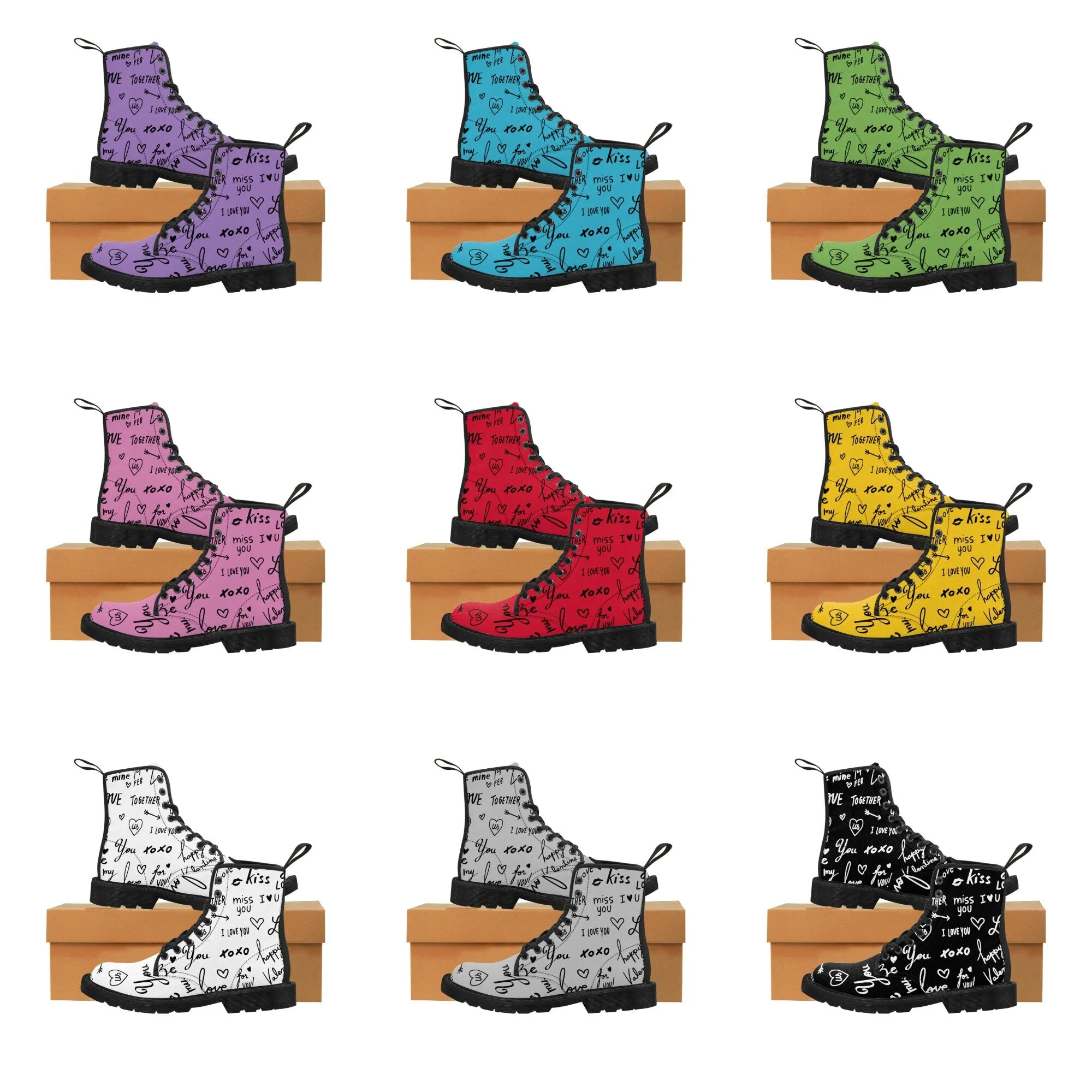 Love Notes on colored Canvas Boots,Casual Hiking Boots,Christmas/Thanksgiving/Birthday/Couple Gifts,Graduation/Valentine Gifts