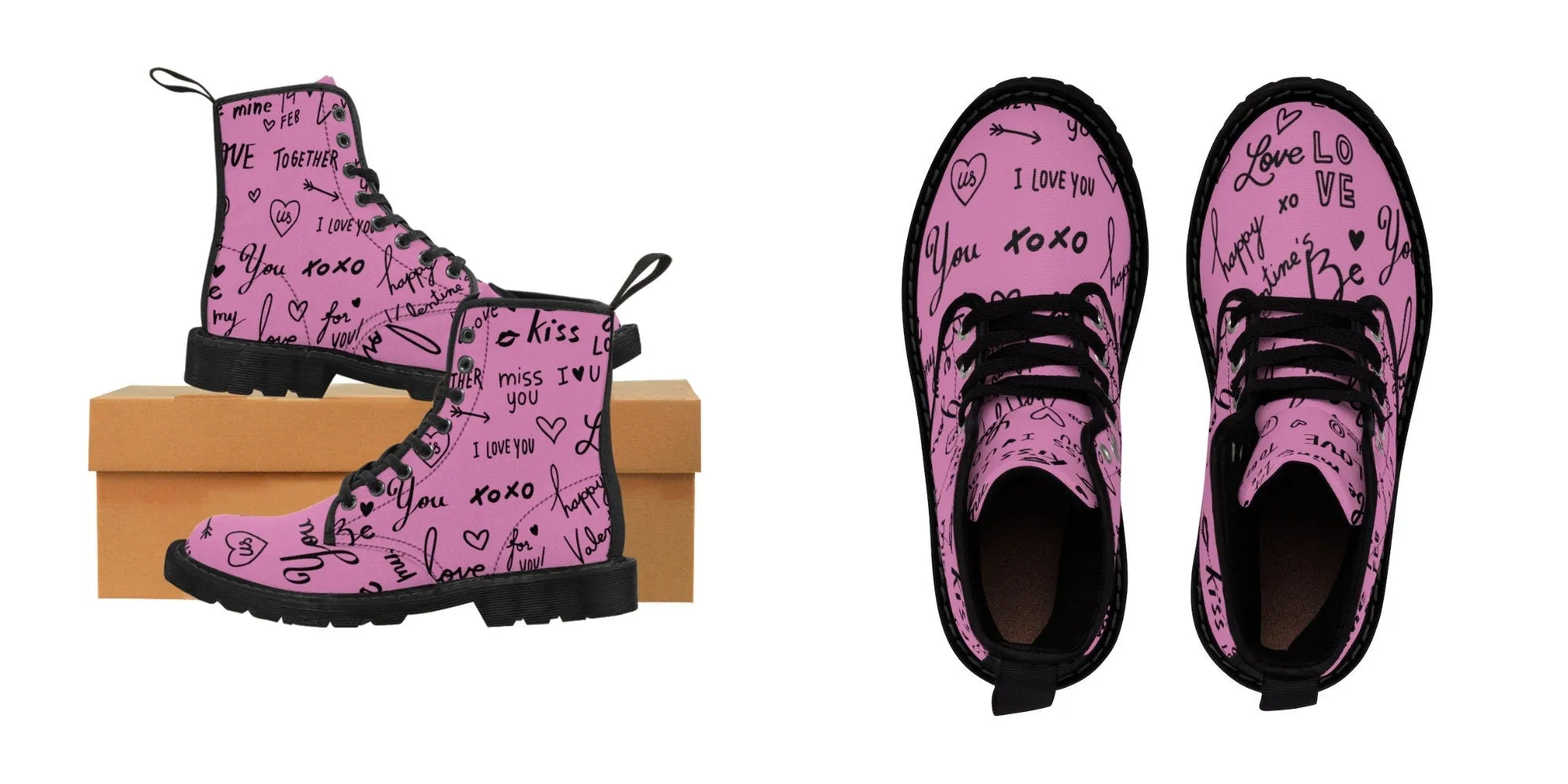 Love Notes on colored Canvas Boots,Casual Hiking Boots,Christmas/Thanksgiving/Birthday/Couple Gifts,Graduation/Valentine Gifts