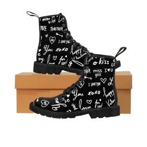 Love Notes on colored Canvas Boots,Casual Hiking Boots,Christmas/Thanksgiving/Birthday/Couple Gifts,Graduation/Valentine Gifts
