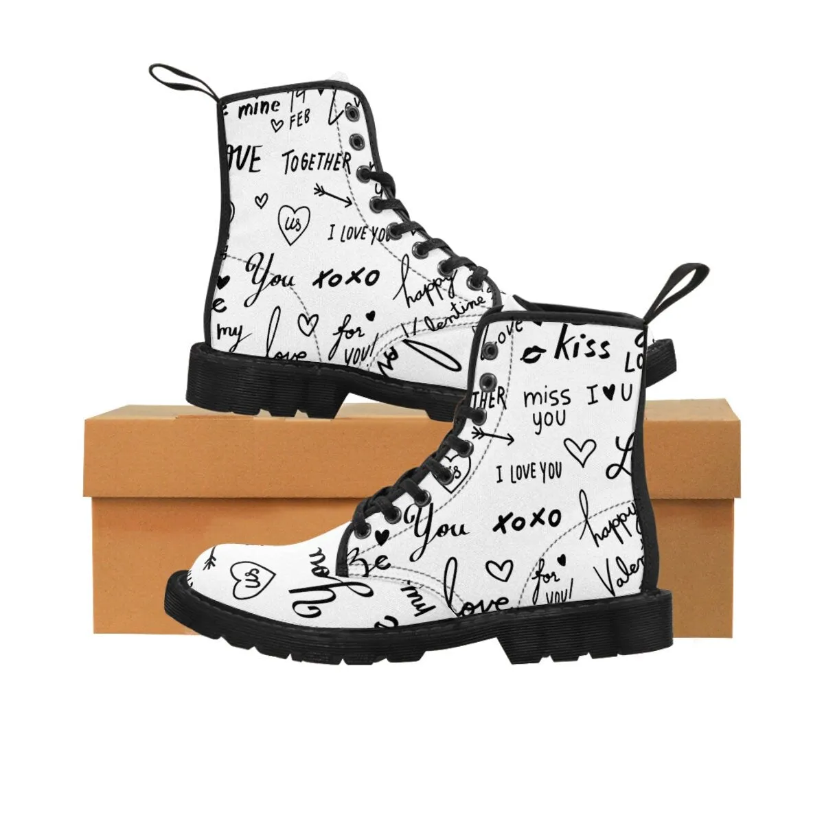 Love Notes on colored Canvas Boots,Casual Hiking Boots,Christmas/Thanksgiving/Birthday/Couple Gifts,Graduation/Valentine Gifts