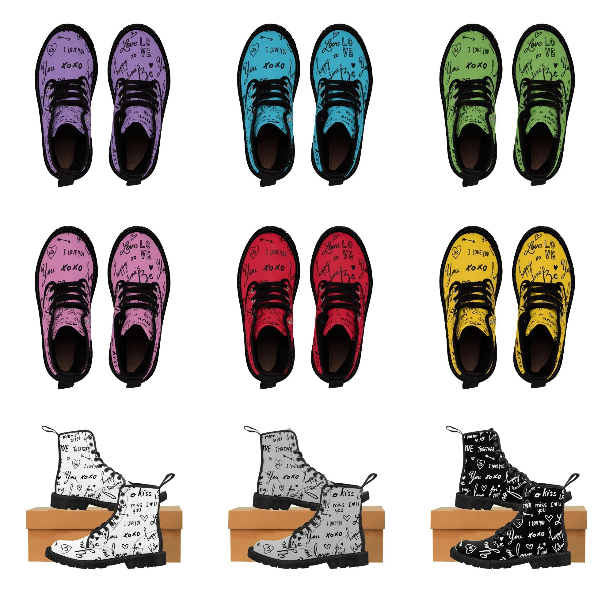Love Notes on colored Canvas Boots,Casual Hiking Boots,Christmas/Thanksgiving/Birthday/Couple Gifts,Graduation/Valentine Gifts