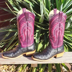 Maci Bean Ladies Black Full Quill Ostrich Boots