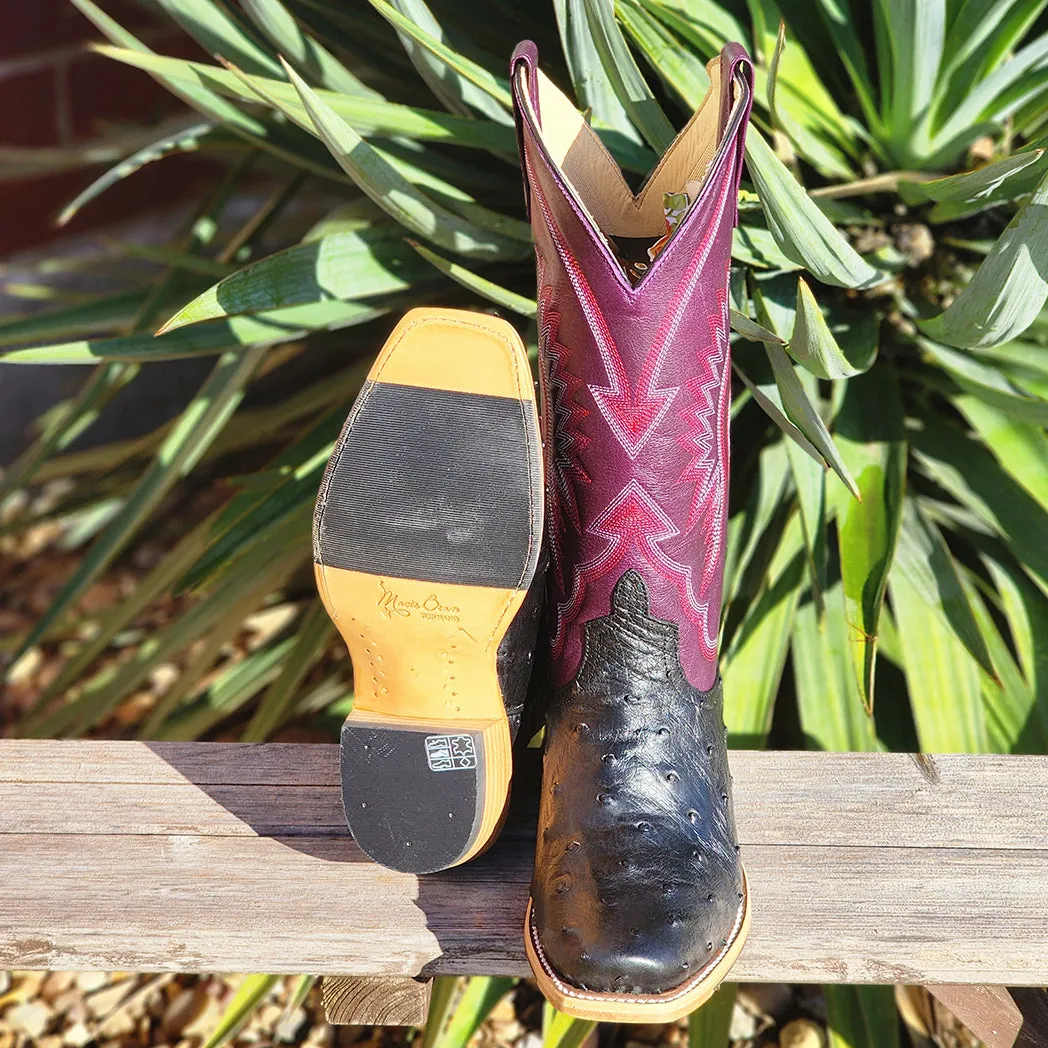 Maci Bean Ladies Black Full Quill Ostrich Boots