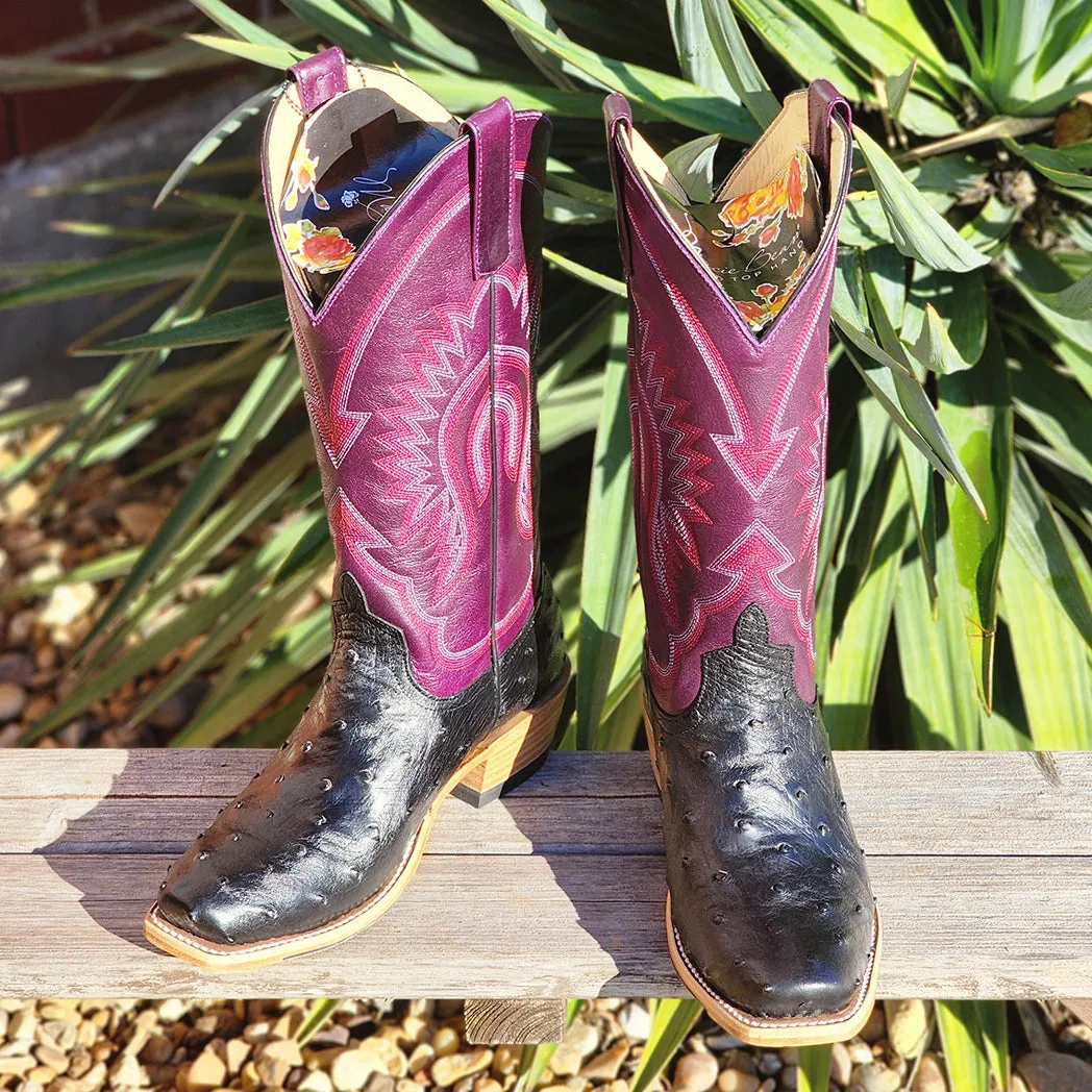 Maci Bean Ladies Black Full Quill Ostrich Boots
