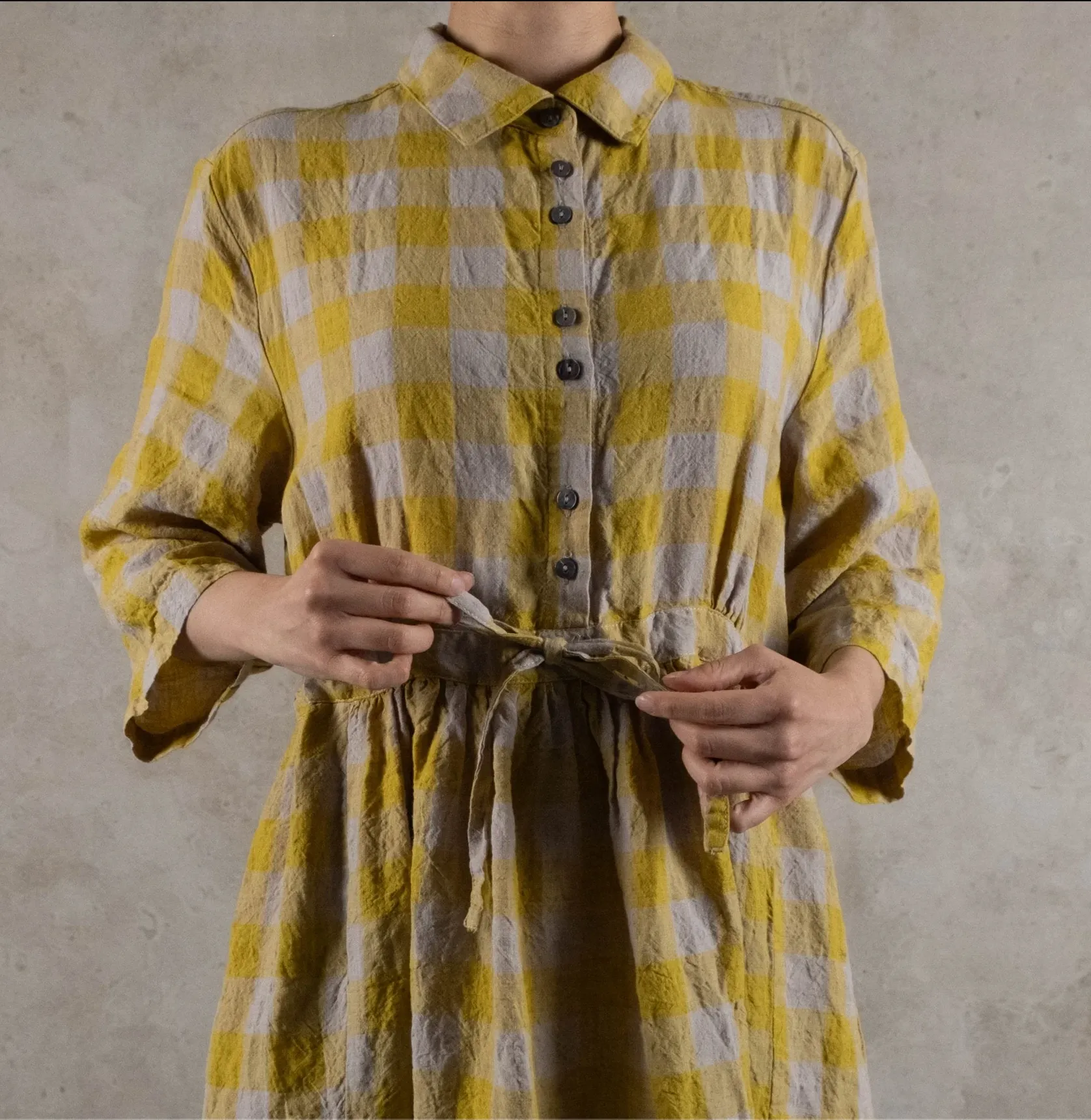 Manteau Noir - Blanche Check Linen Dress