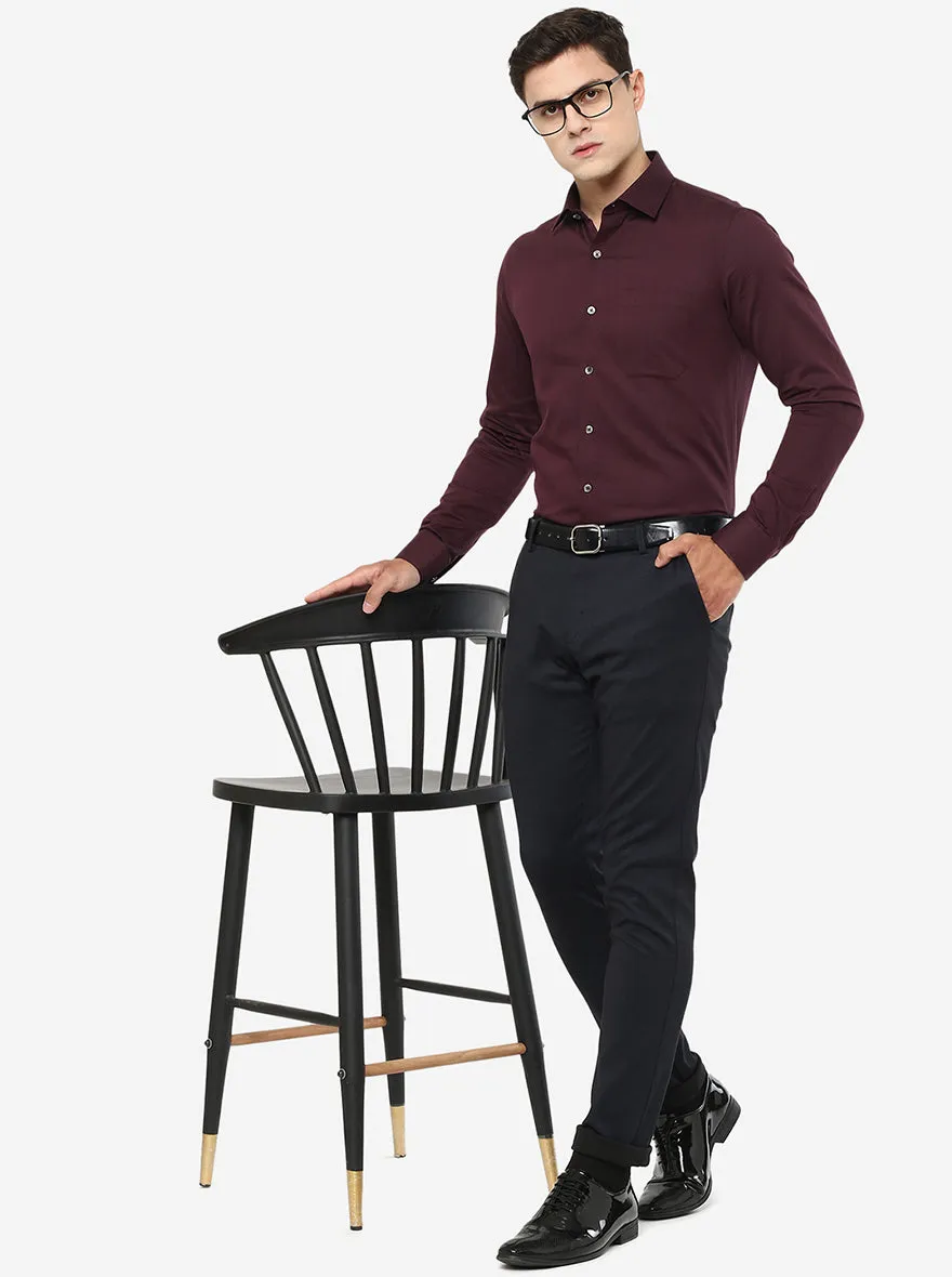 Maroon Solid Slim Fit Formal Shirt | JadeBlue