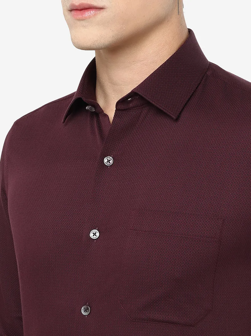 Maroon Solid Slim Fit Formal Shirt | JadeBlue