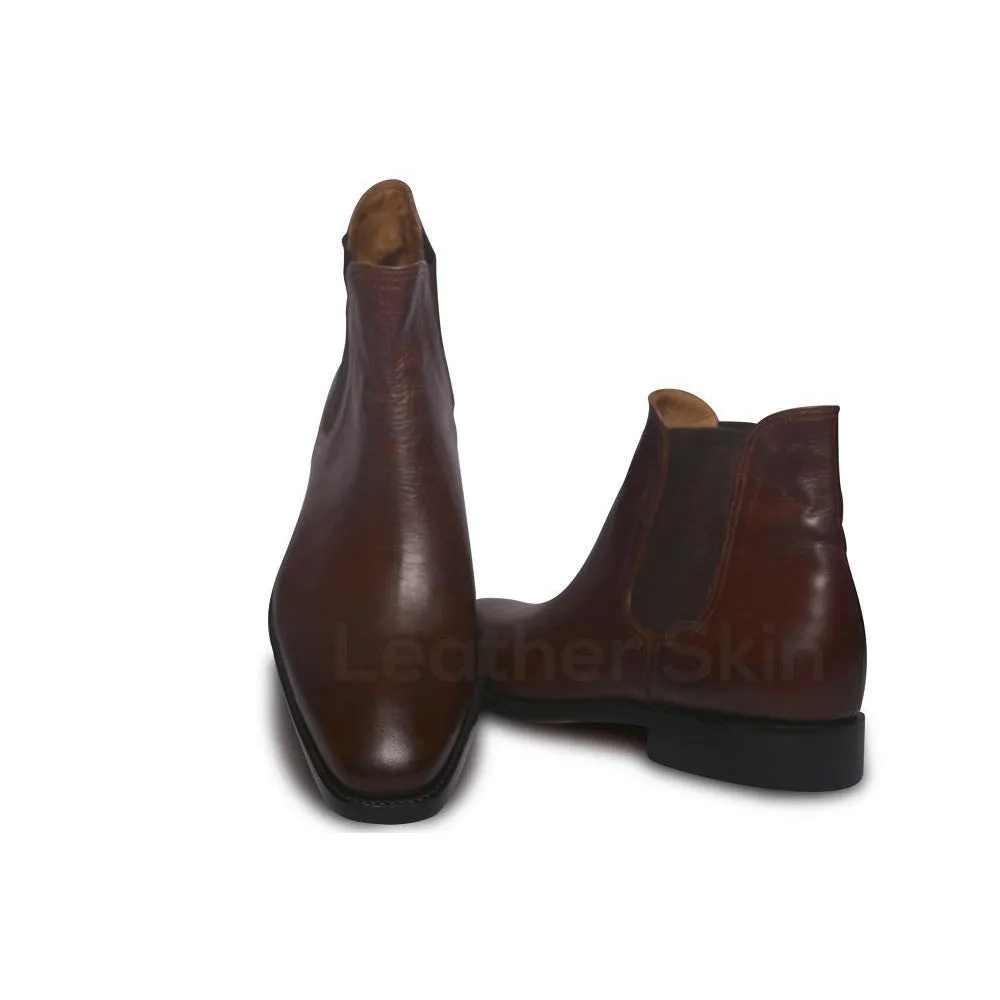 Men Brown Chelsea Leather Boots