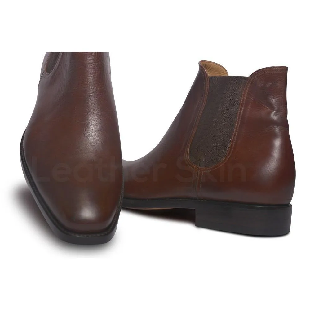 Men Brown Chelsea Leather Boots