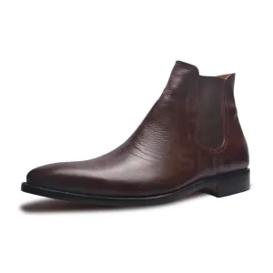 Men Brown Chelsea Leather Boots