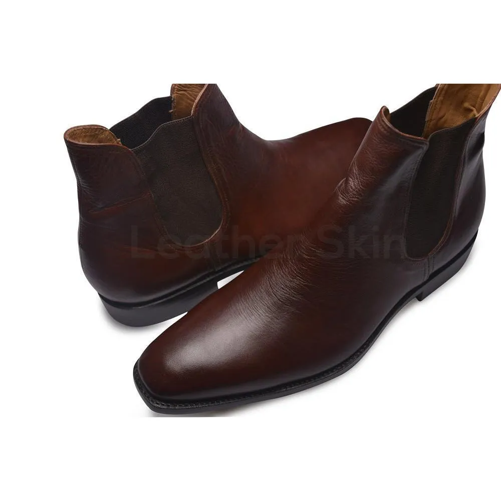 Men Brown Chelsea Leather Boots