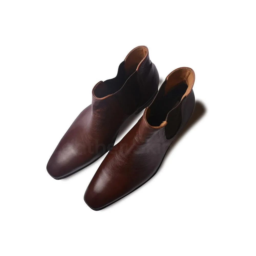 Men Brown Chelsea Leather Boots