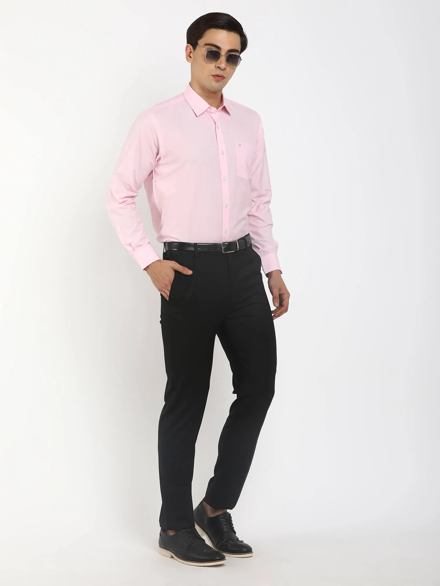 Men Pink Solid Comfort Fit Classic Formal Shirt (GBMFRML9010F)