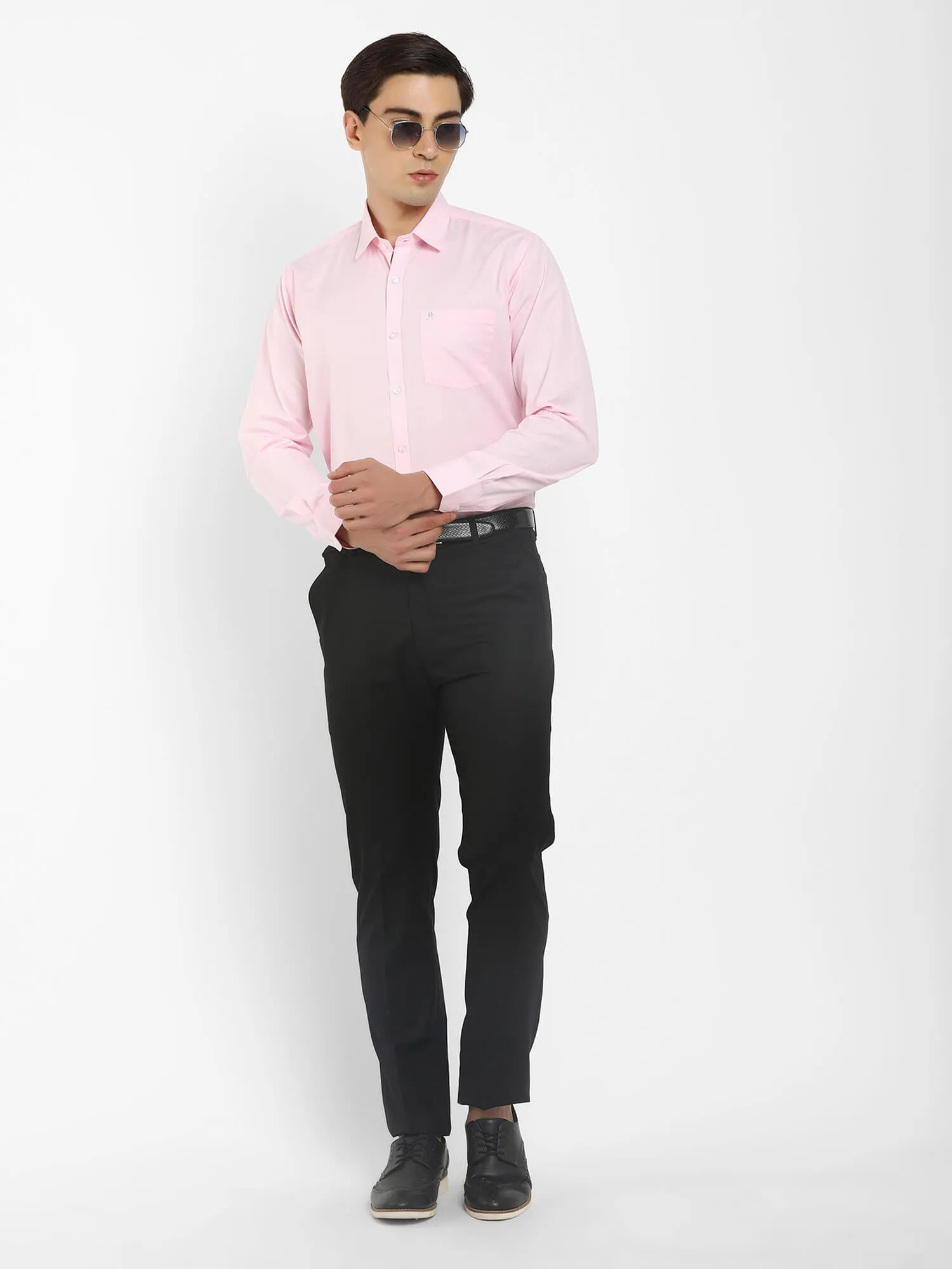 Men Pink Solid Comfort Fit Classic Formal Shirt (GBMFRML9010F)