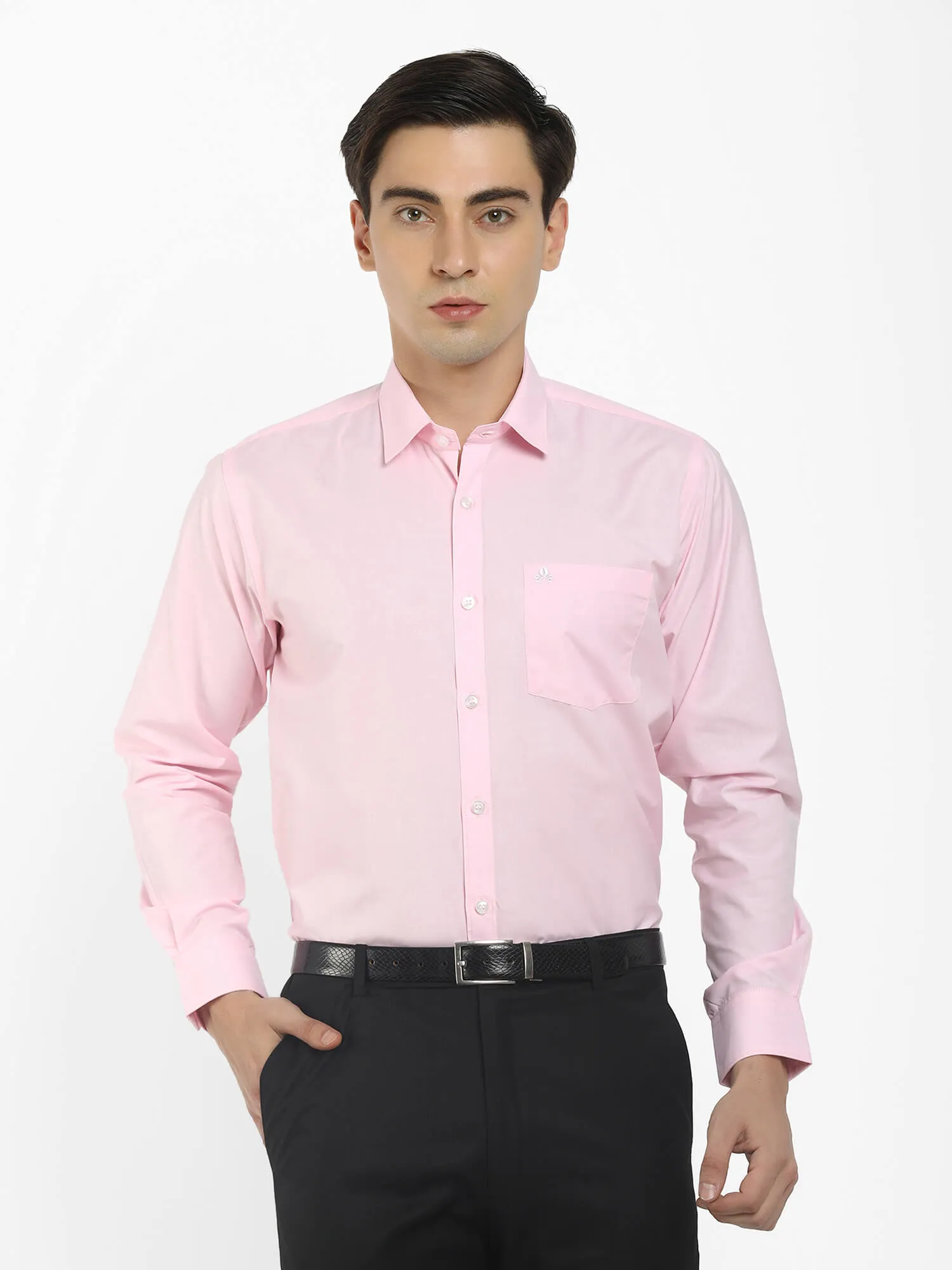 Men Pink Solid Comfort Fit Classic Formal Shirt (GBMFRML9010F)