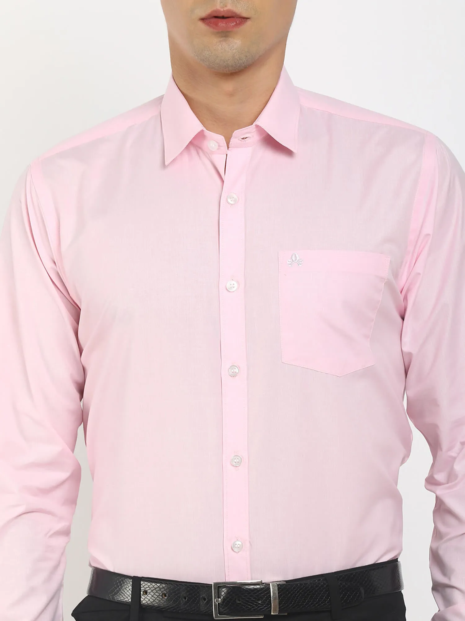 Men Pink Solid Comfort Fit Classic Formal Shirt (GBMFRML9010F)