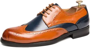 Men's Brown/Black Oxford Wingtips Loafer Two Tone Dress Shoes