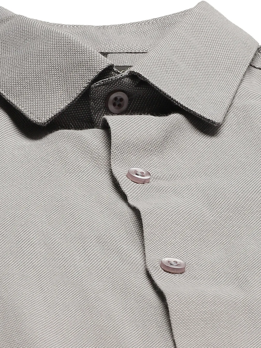 Men's Cotton Grey Self Design Classic Formal Shirt - Sojanya