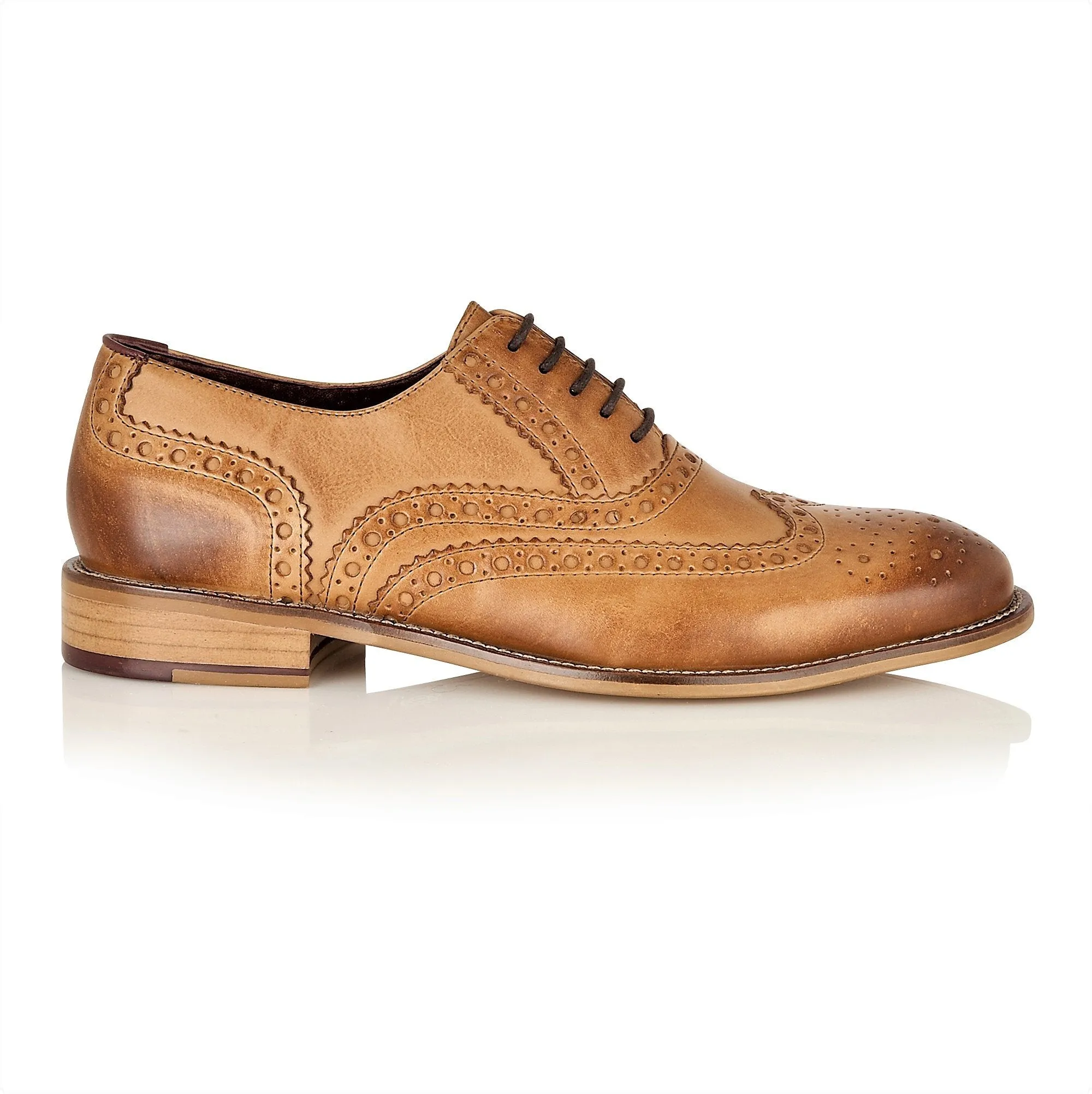 Mens Gatsby Brogue Shoes In Tan Up To Size 15