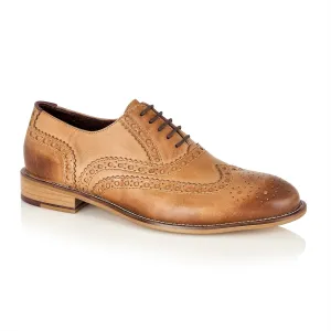 Mens Gatsby Brogue Shoes In Tan Up To Size 15