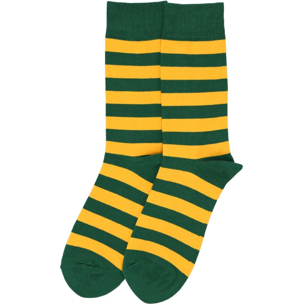 Men's Hunter Green and Golden Yellow Striped Socks