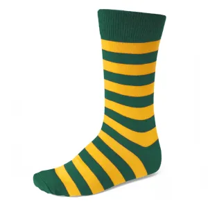 Men's Hunter Green and Golden Yellow Striped Socks