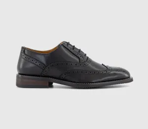 Mens Office Mariner Wingcap Brogue Shoes Black Leather