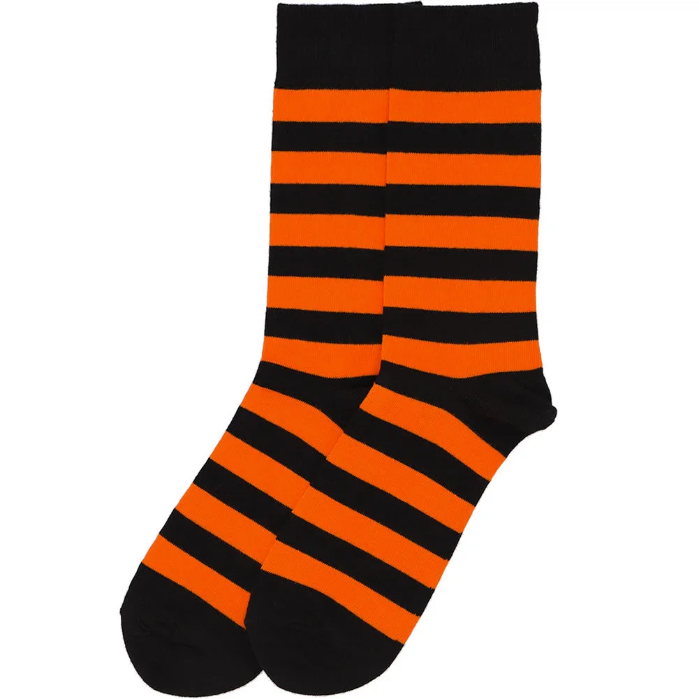 Men's Orange and Black Striped Socks