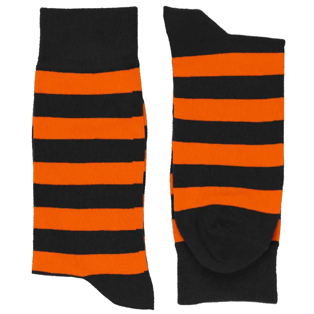 Men's Orange and Black Striped Socks