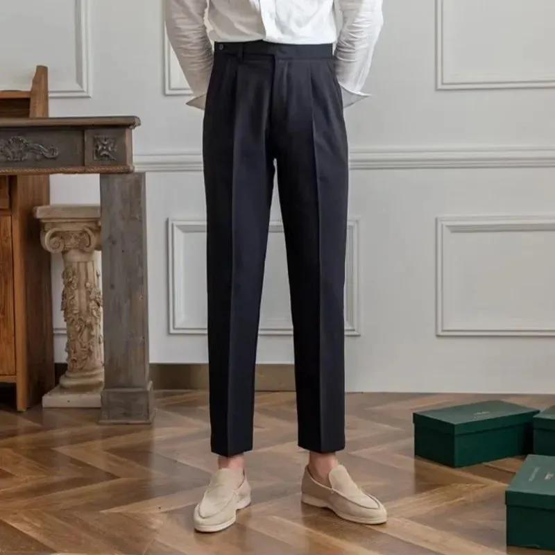 Men's Vintage Loose Fit Cropped Trousers – Classic Old Money Style