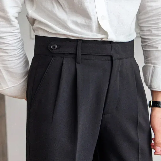 Men's Vintage Loose Fit Cropped Trousers – Classic Old Money Style