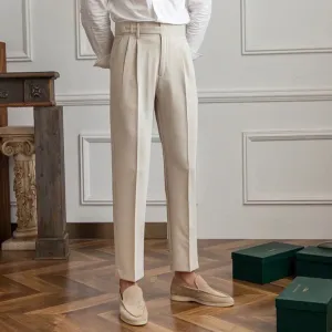 Men's Vintage Loose Fit Cropped Trousers – Classic Old Money Style