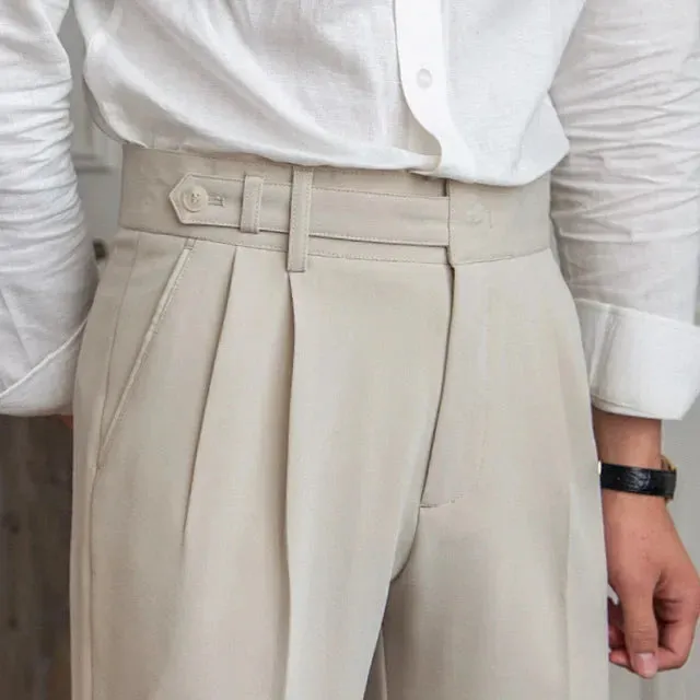 Men's Vintage Loose Fit Cropped Trousers – Classic Old Money Style