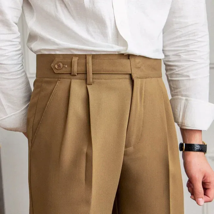 Men's Vintage Loose Fit Cropped Trousers – Classic Old Money Style