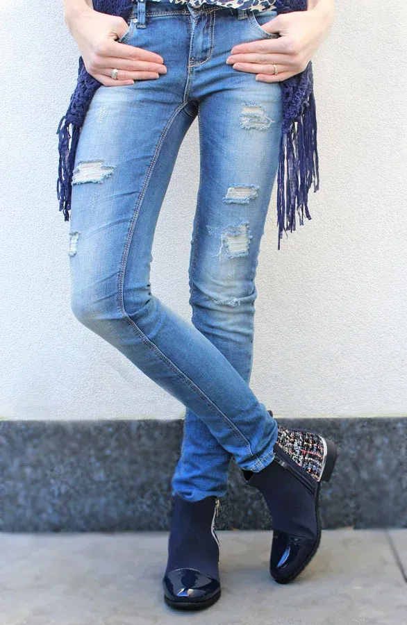 Musthave Tweed Boots Blue