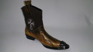 New Men's Fiesso Leather Suede Coffee Brown Boots FI 6836