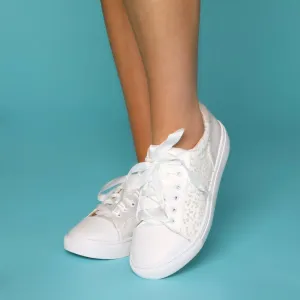 Nikki Ivory Sequin Detailed Bridal Trainers | Perfect Bridal Company