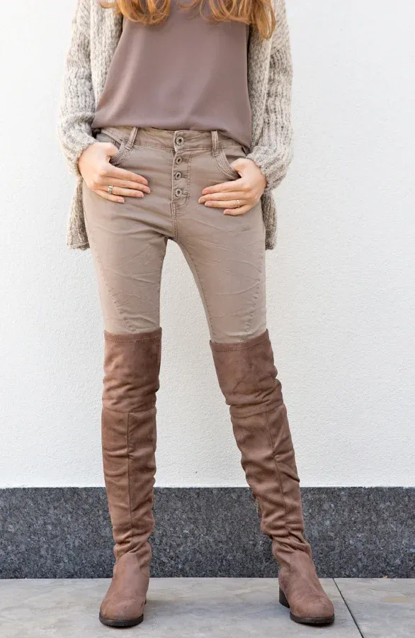 Overknee Suede Boots Taupe