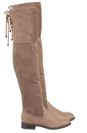 Overknee Suede Boots Taupe