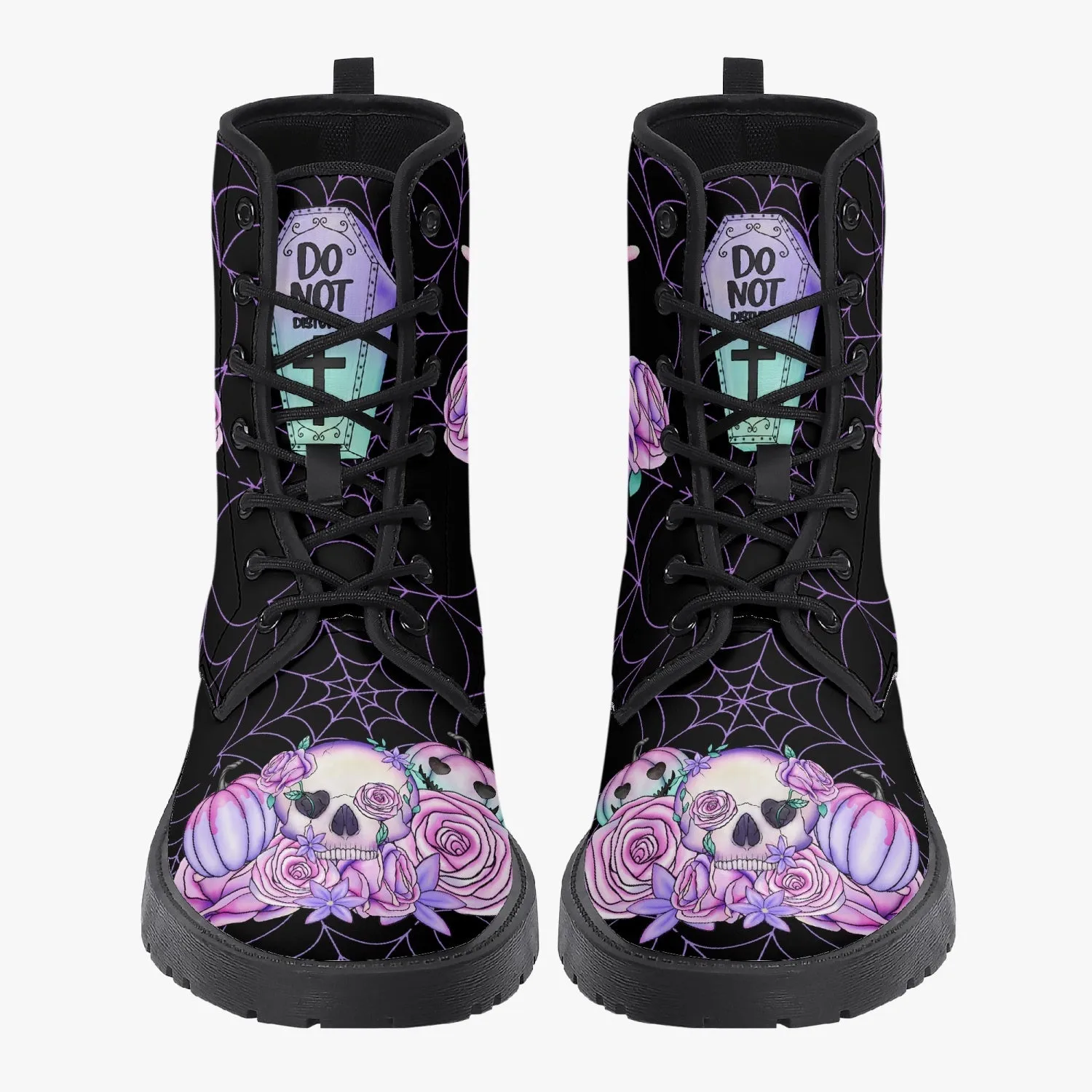 Pastel Goth kawaii Spiderweb Skull Boots (JPPASGOT4)